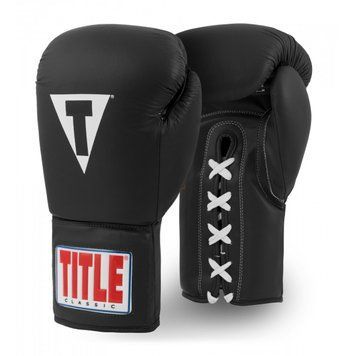 Боксерские перчатки TITLE Classic Originals Leather Training Gloves Lace 2,0 Черные 18oz