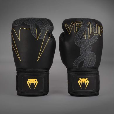 Боксерские перчатки Venum Serpenti Boxing Gloves Black Silver Gold, 8 oz